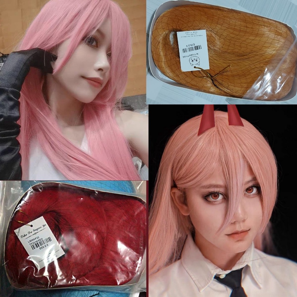 Wig/tóc giả nữ cơ bản 80cm cosplay màu vàng cam đỏ hồng tím