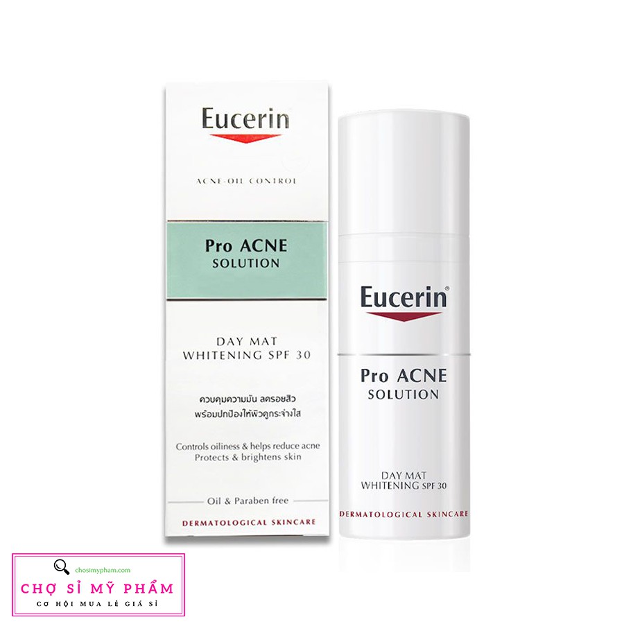 Kem dưỡng giúp giảm mụn, dưỡng trắng da Eucerin Pro Acne Day Mat Whitening SPF30 50ml