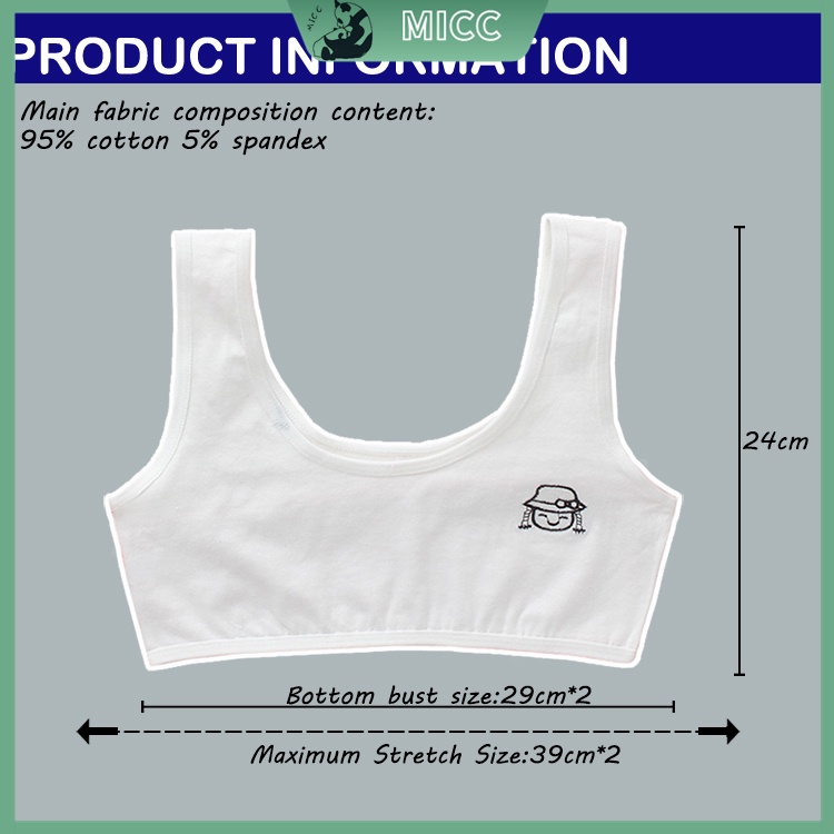Áo Ngực Thể Thao Bằng Cotton Chống Lộ Dành Cho Bé Gái 8-12 Tuổi