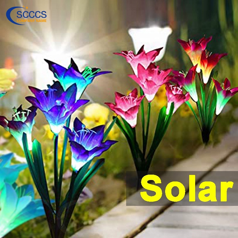 Đèn LED Hình Hoa Lily Nhiều Màu Sắc Chống Thấm Nước Sử Dụng Năng Lượng Mặt Trời Trang Trí Sân Vườn