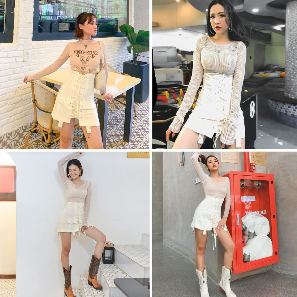 ONONMADE | Chân váy trắng cạp cao đan dây - The Venus | BigBuy360 - bigbuy360.vn