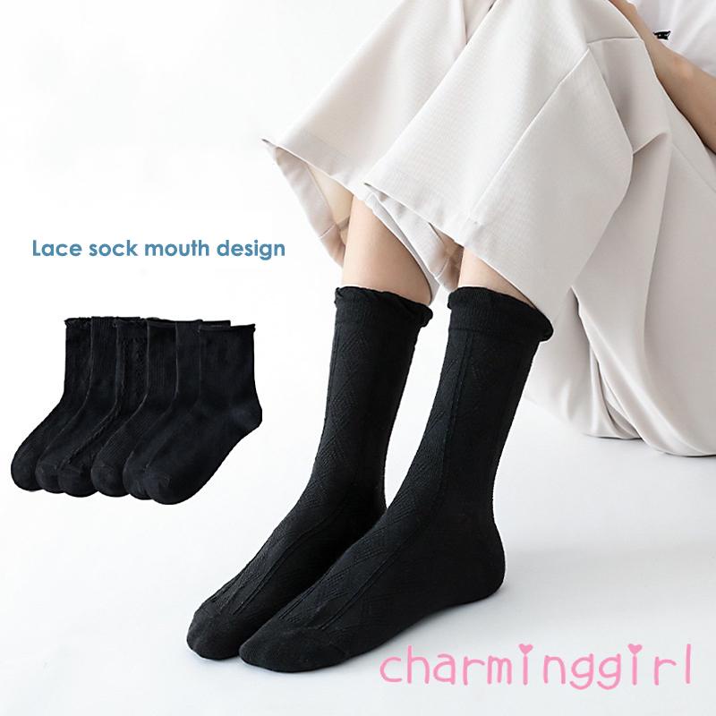 Đôi vớ dài co giãn màu trơn dễ thương dành cho nữ