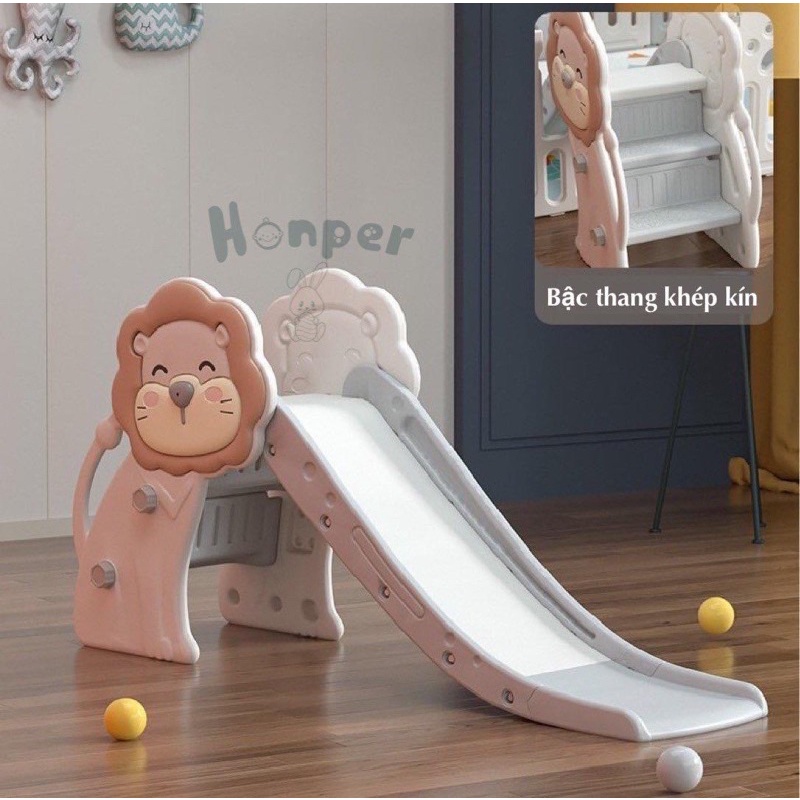 Cầu trượt mini cho bé Honper hình sư tử, đồ chơi cầu tuột đơn trẻ em - Monnie Kids