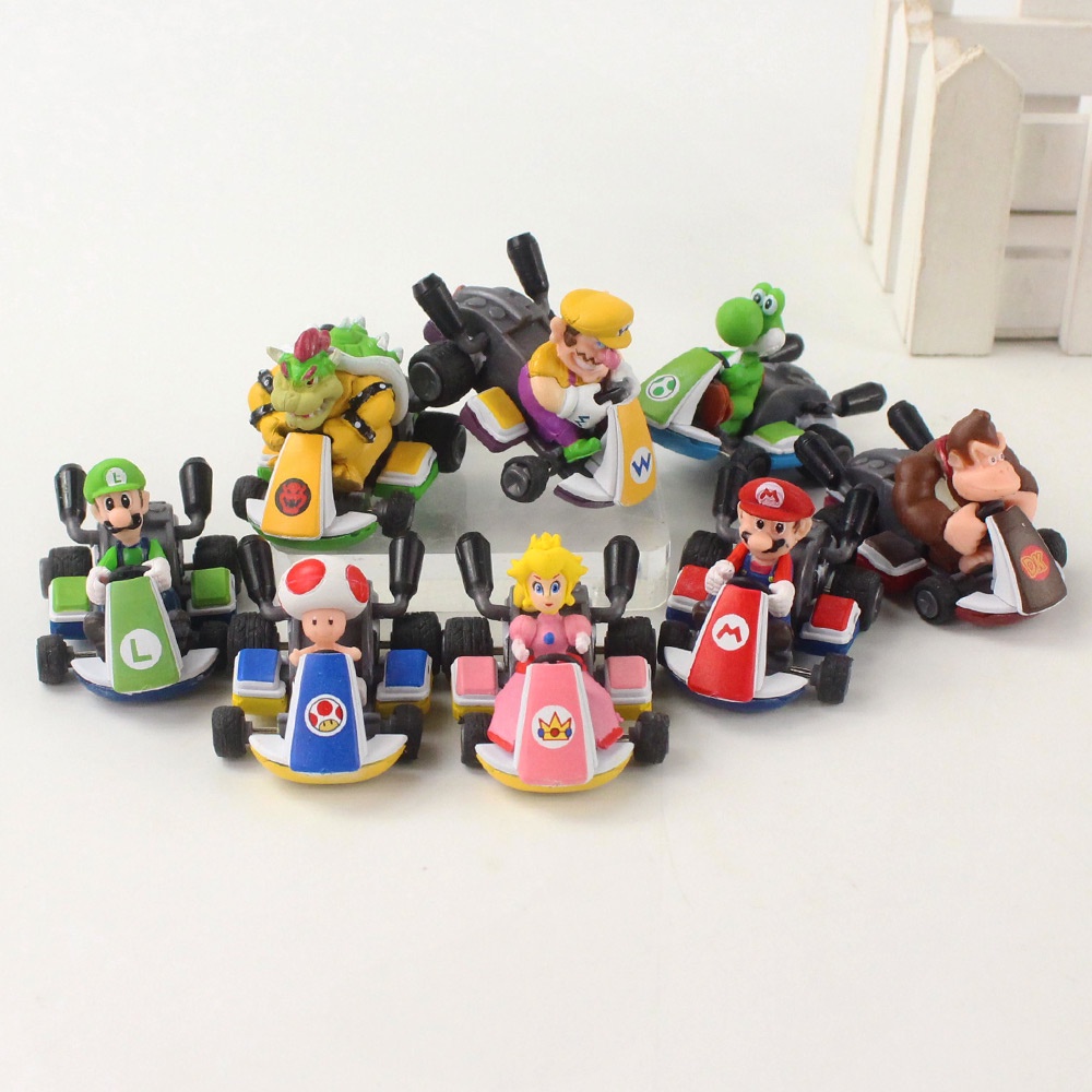 NINTENDO Bộ 8 Mô Hình Nhân Vật Game Super Mario Bros Luigi Mario Yoshi Bowser Koopa Wario Toad kong