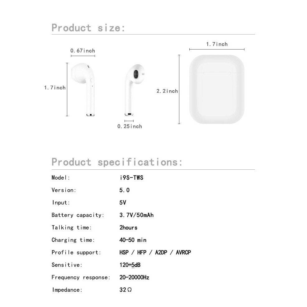 [XẢ KHO] Tai Nghe Bluetooth I9S Mini, Siêu Phẩm 2019 | BigBuy360 - bigbuy360.vn