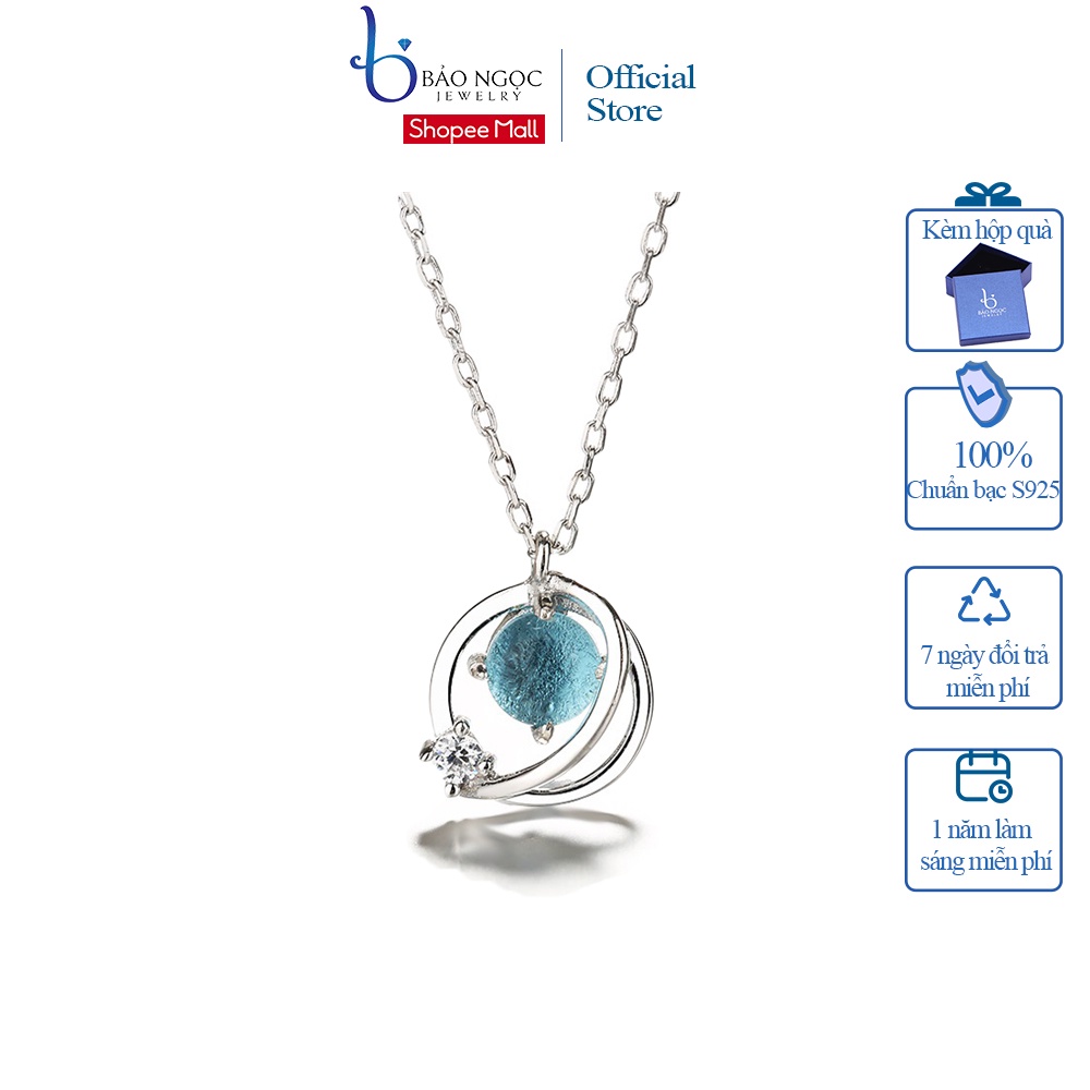 Dây Chuyền Bạc 925 Hình Quả Cầu Đính Đá Màu Xanh Cho Nữ - DB2365 - Bảo Ngọc Jewelry