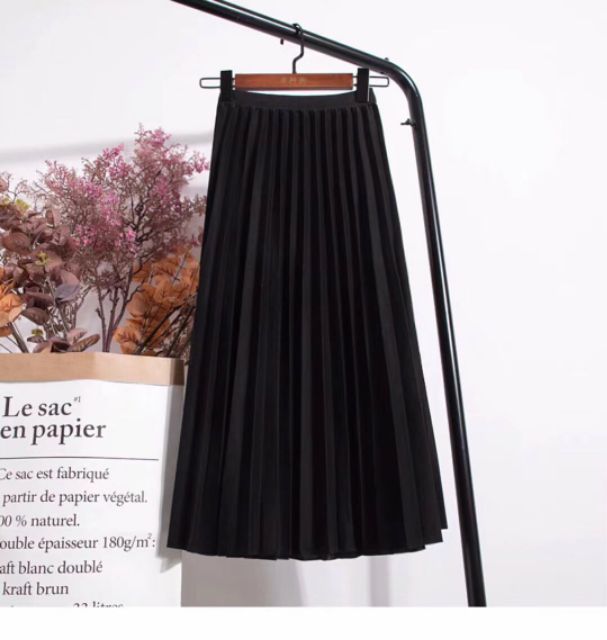 Chân váy dập li dài ánh nhũ hàng QC