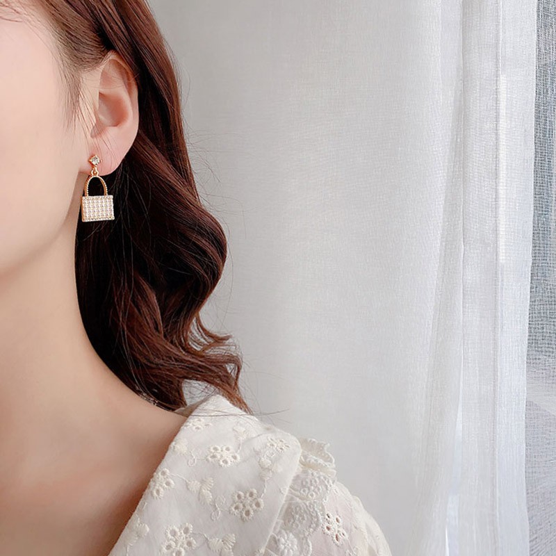 Bông Tai Mạ Bạc 925 Đính Ngọc Trai Phong Cách Vintage Hàn Quốc