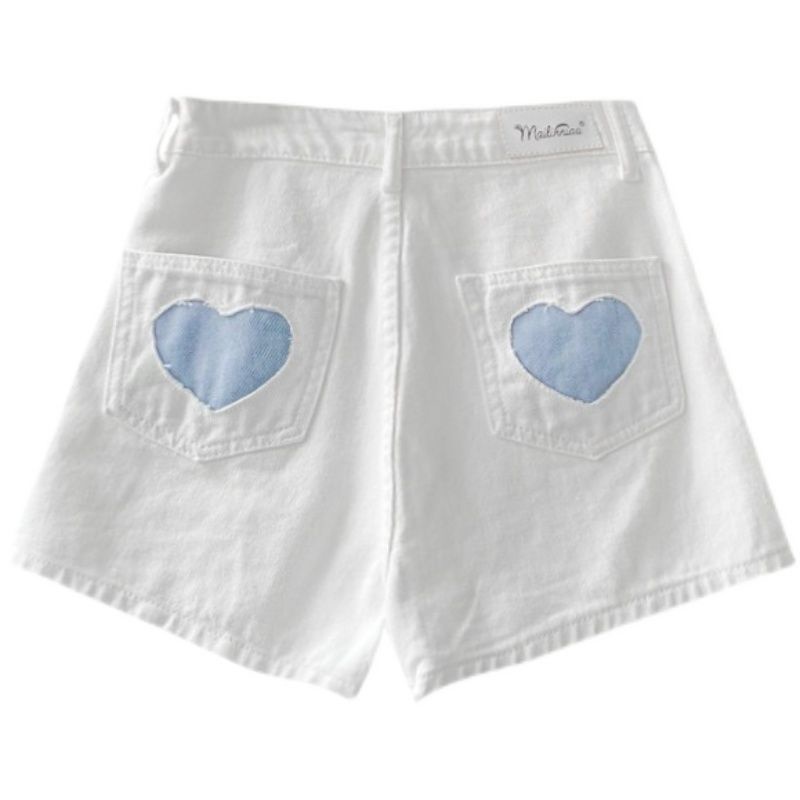 Quần Short denim Ống Rộng Rách Gối Phong Cách Đường Phố Cho Nữ