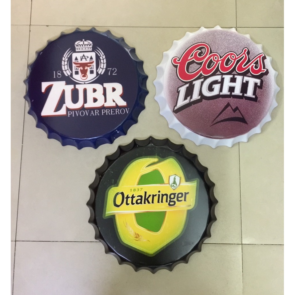 (50 MẪU, GIÁ SỈ) Nắp chai bia trang trí treo tường (nắp ve) 35cm, decor quán beer