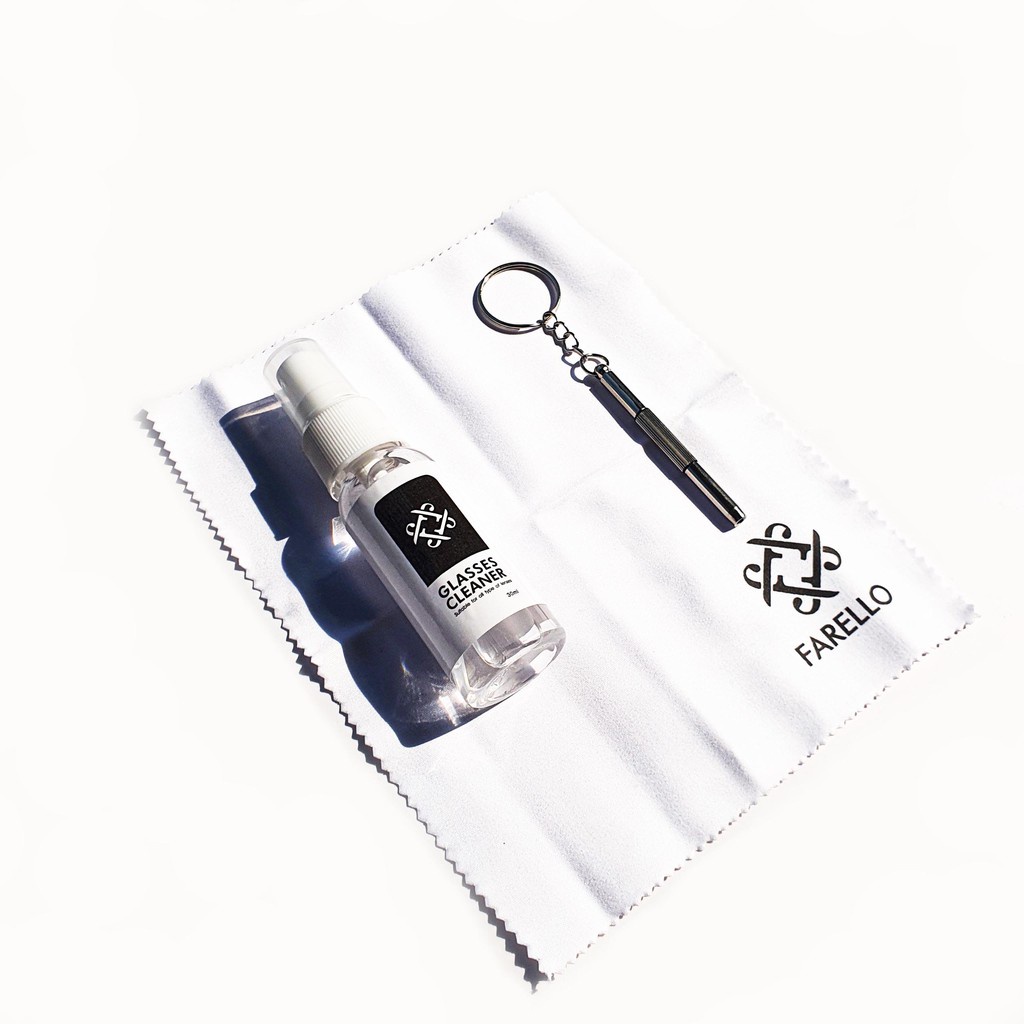 Set nước xịt rửa kính móc khóa khăn lau cao cấp FARELLO