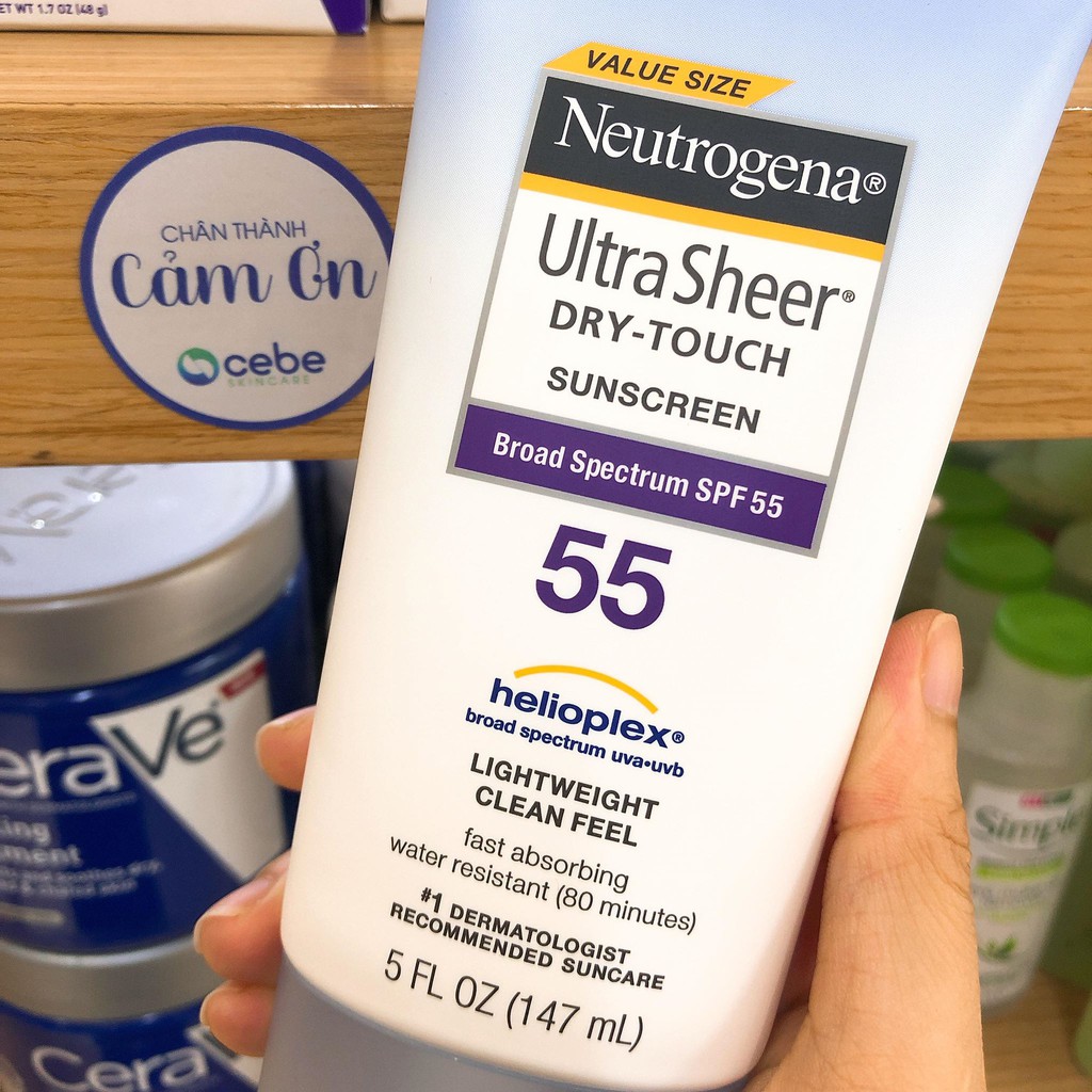 Kem chống nắng Neutrogena Ultra Sheer SPF 55 (147mL)