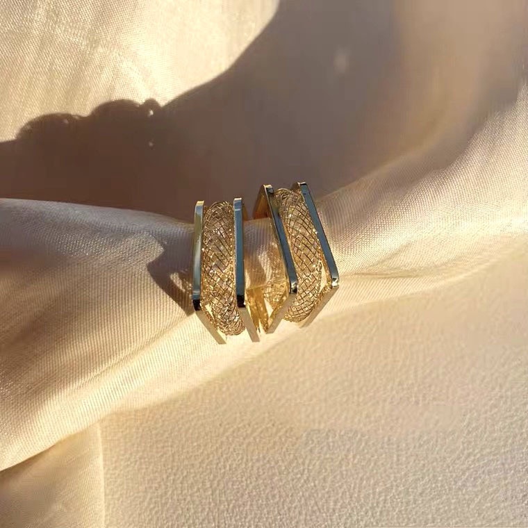 Bông Tai Mạ Bạc 925 Hai Lớp Hình Vuông Đính Đá zircon Đơn Giản Cá Tính Phong Cách Hàn Quốc