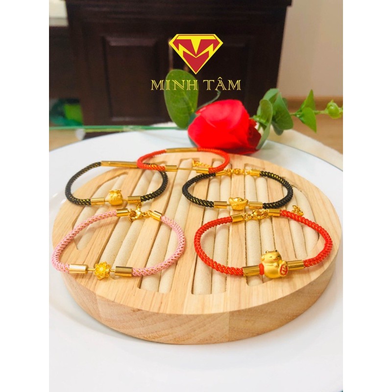 Vòng tay dây dù đeo charm,Vòng đeo charm chất liệu dây dù khoá mạ vàng-Minh Tâm Jewelry