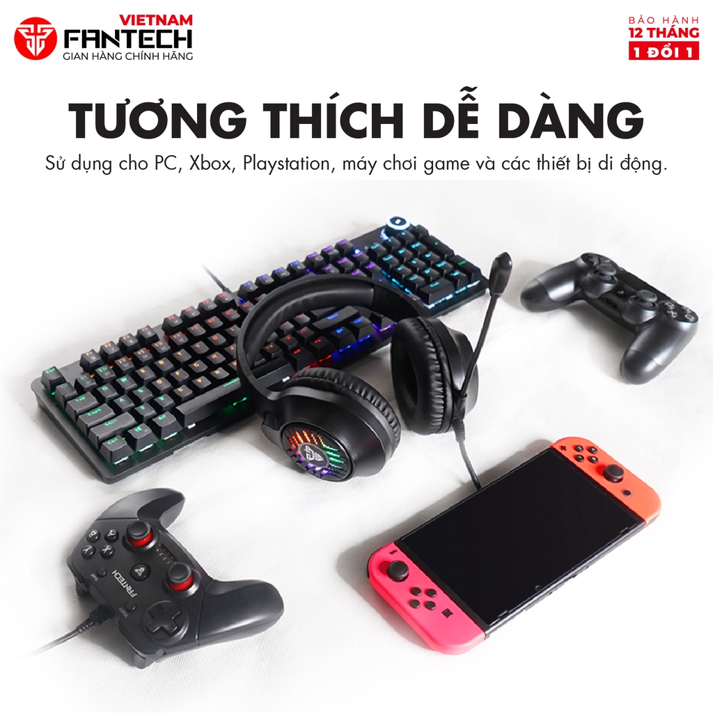 Tai Nghe Gaming FANTECH MH87 Đèn LED RGB, Micro Chống Ồn - Chân Cắm USB + 3.5mm - Hàng Phân Phối Chính Hãng