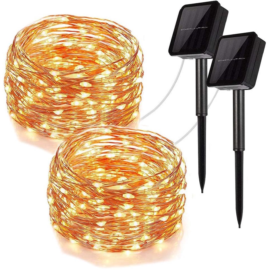 Bộ dây đèn LED trang trí Đèn Ngoài trời chạy bằng năng lượng mặt trời chống nước 12m 100 đèn, 8 chế độ