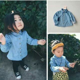 Sơ mi denim bé gái