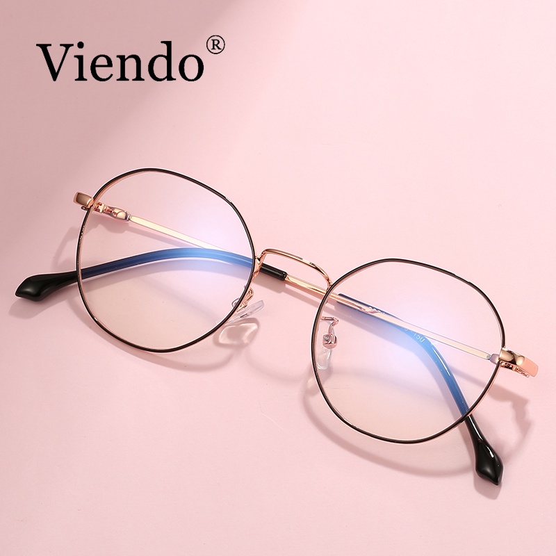 Kính cận VIENDO kim loại gọng tròn đổi màu chống tia sáng xanh và tia UV nhiều màu tùy chọn thời trang cho nam và nữ