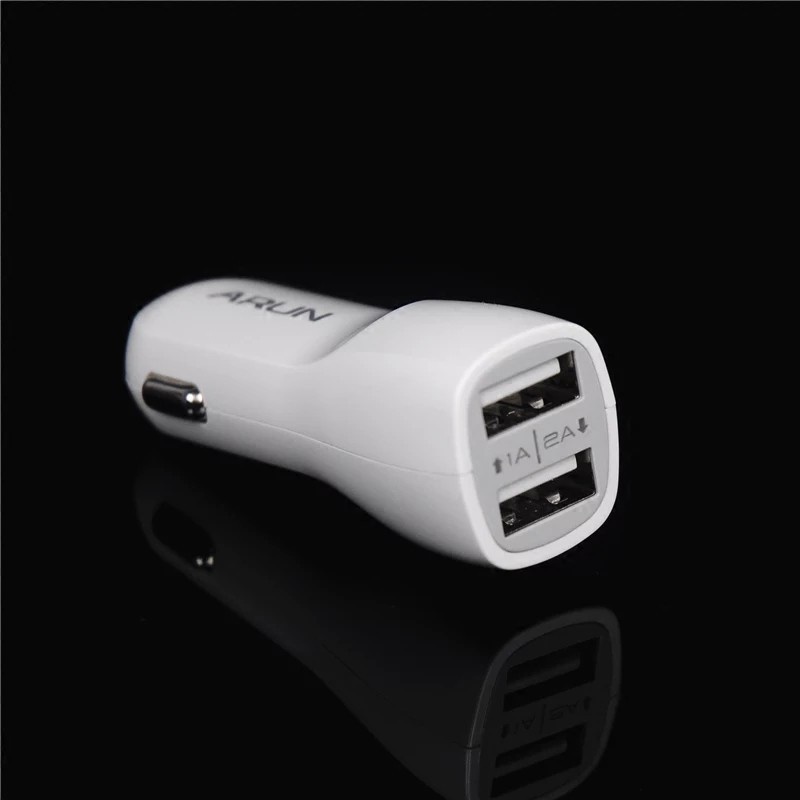 Tẩu Sạc xe hơi Arun Dual USB C201B, Hỗ trợ 2 cổng sạc USB 1A 2A, tương thích hầu hết tất cả các thiết bị.