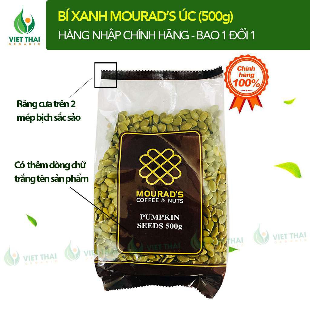 Hạt bí xanh Mourad's Úc ( 500Gr ) Hàng Chuẩn Nhất hạt béo giòn loại 1 siêu ngon