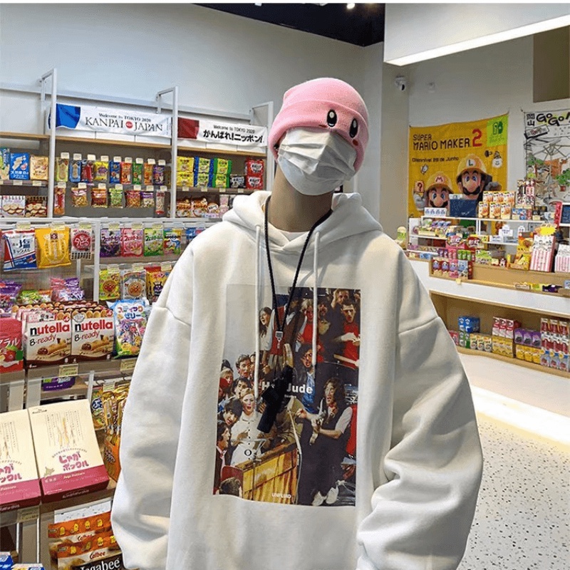 Áo hoodie Dáng Rộng Có In Chữ Thời Trang Phong Cách Hàn Quốc Cho Nam