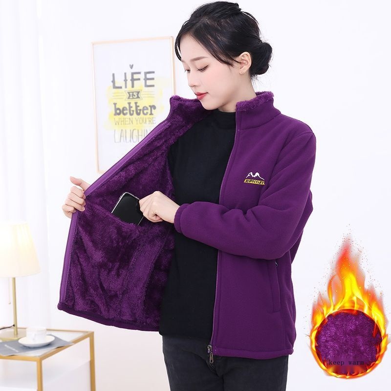 Áo Khoác Nỉ Lót Nhung Dày Giữ Ấm Dáng Rộng Thời Trang Thu Đông Cho Phụ Nữ Trung Niên