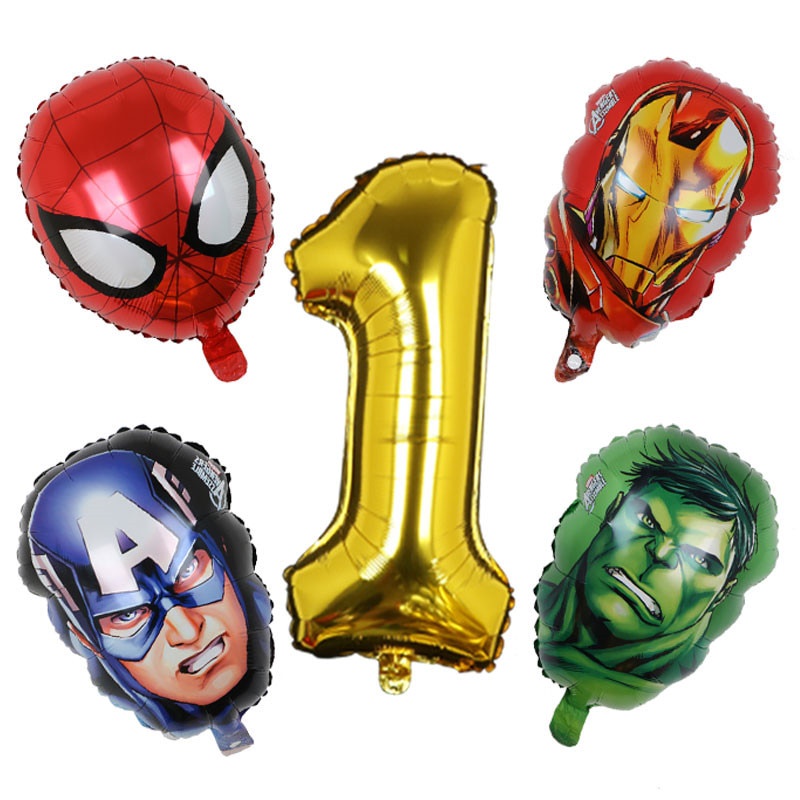 5 Cái MARVEL Super Hero Balloon Spiderman Aluminium Foil Balloons Kids Birthday Party Trang Trí Bé Tắm Iron Man Balloons