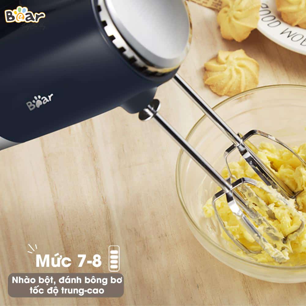 Máy đánh trứng cầm tay Bear (DDQ-B02L1) công suất mạnh mẽ 300W, 4 đầu khuấy inox 304, 10 cấp độ-Bảo hành 12 tháng