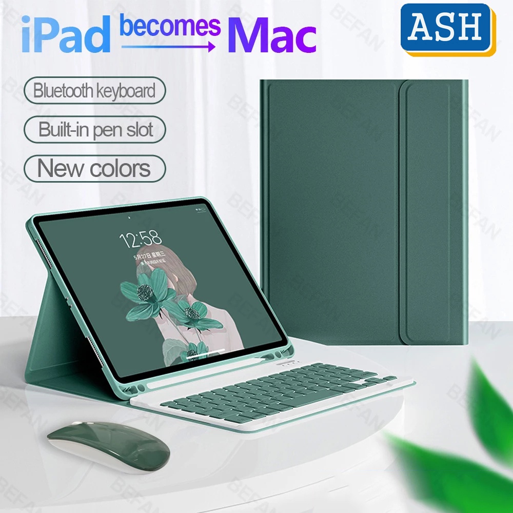 Bao Da Pu Máy Tính Bảng Kèm Bàn Phím + Giá Đỡ Cho Ipad Pro 11 2021 Air 4 10.9 Air 3 2 1 9.7 2018 10.2 8th 7th Gen Ốp