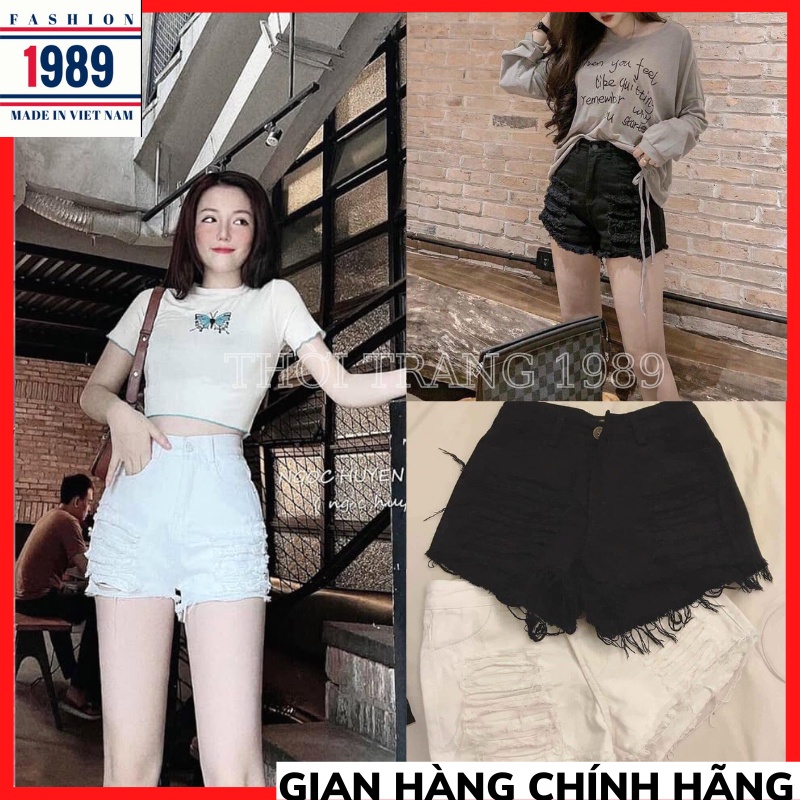 Quần ngố bò rách tua phong cách Quần Nữ Jean Ngố Bò Lửng Cạp Cao Co Giãn, Form Ôm Eo Siêu Xinh Siêu Hottrend
