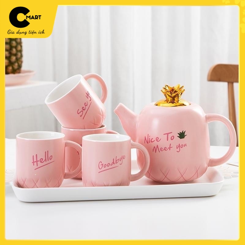 Bộ Ấm Trà Kèm Tách Dễ Thương Tiệc Trà Coffee [CMART_GIA DỤNG TIỆN ÍCH]
