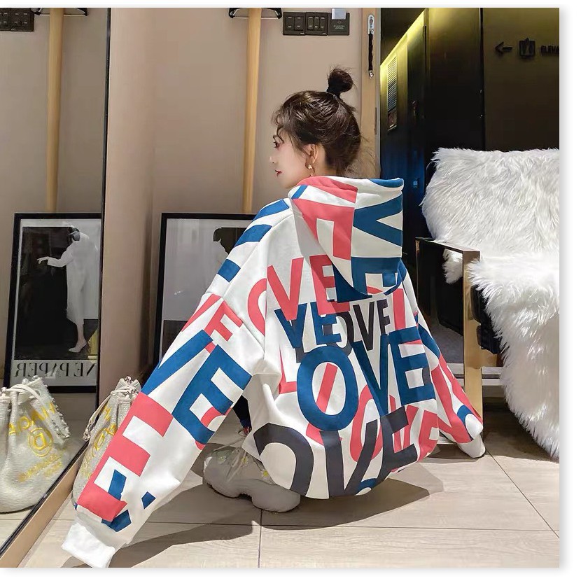 ÁO HOODIE NỮ 3D PHỐI CHỮ LOVE CỰC CHẤT HÀNG CAO CẤP