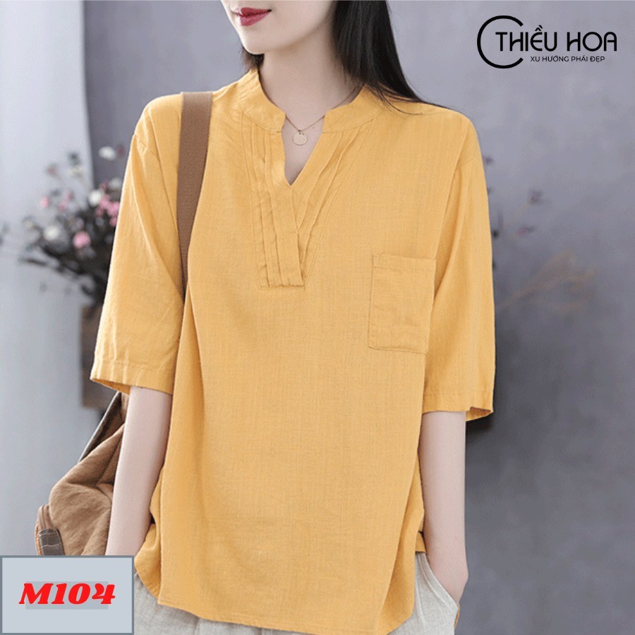 Áo Nữ Trung Niên Linen Thanh Lịch Thiều Hoa M104