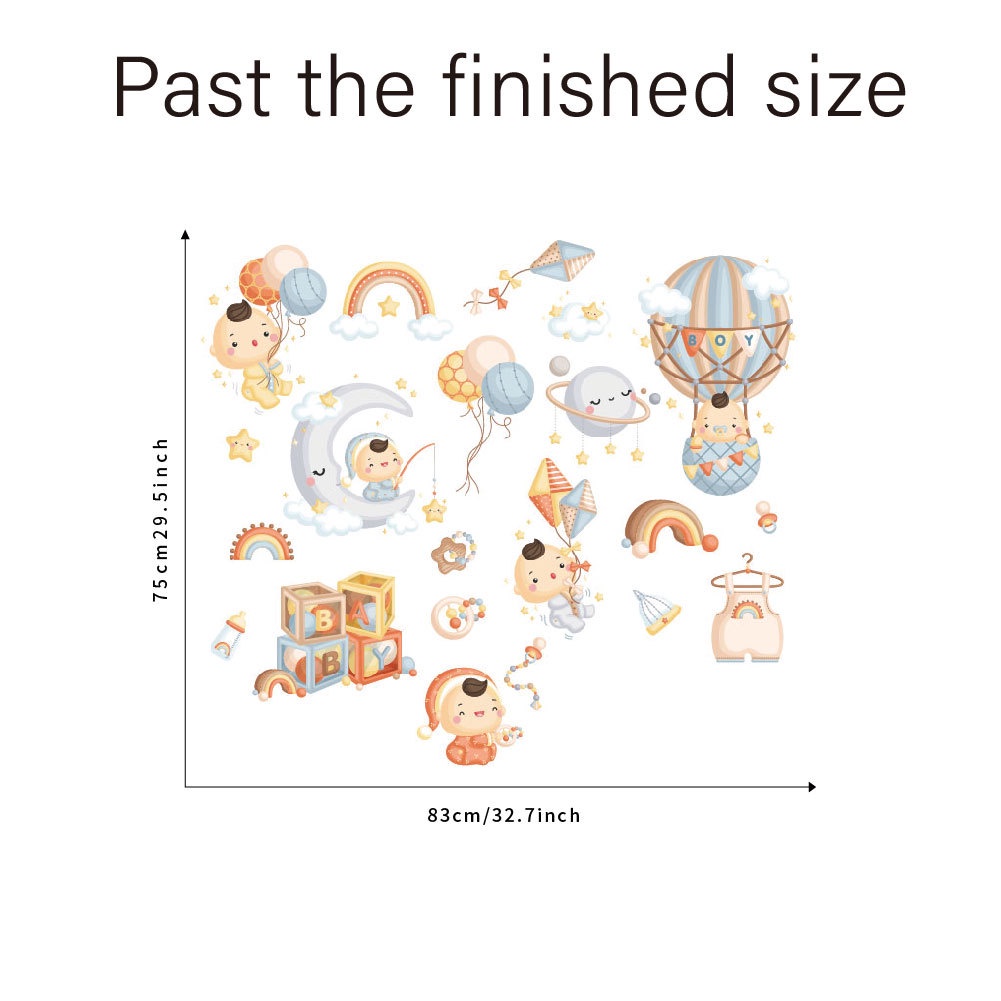 Giấy Dán Tường Hình Khinh Khí Cầu Hoạt Hình Trang Trí Phòng Bé