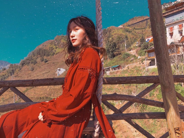 [Mã SR14MAY5 giảm 20K đơn 50K] Tặng Khăn SET VÁY ĐẦM ĐỎ BOHO THỔ CẨM ĐẦM XẺ TÀ CÓ VẢI QUÂY, SẴN MÚT NGỰC+ KHĂN QUÀNG | BigBuy360 - bigbuy360.vn