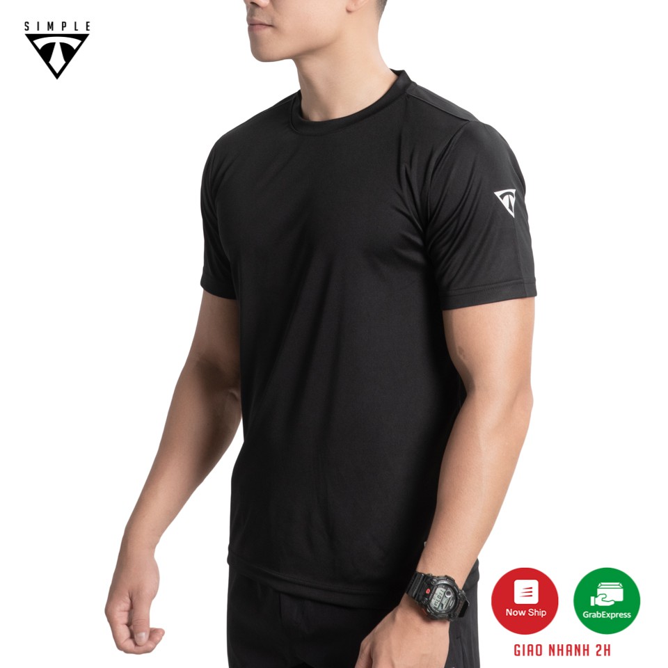 Áo Thể Thao Nam TSIMPLE tập gym ngắn tay vải thun lạnh thoáng mát, co giãn, chuẩn form màu Navi | BigBuy360 - bigbuy360.vn