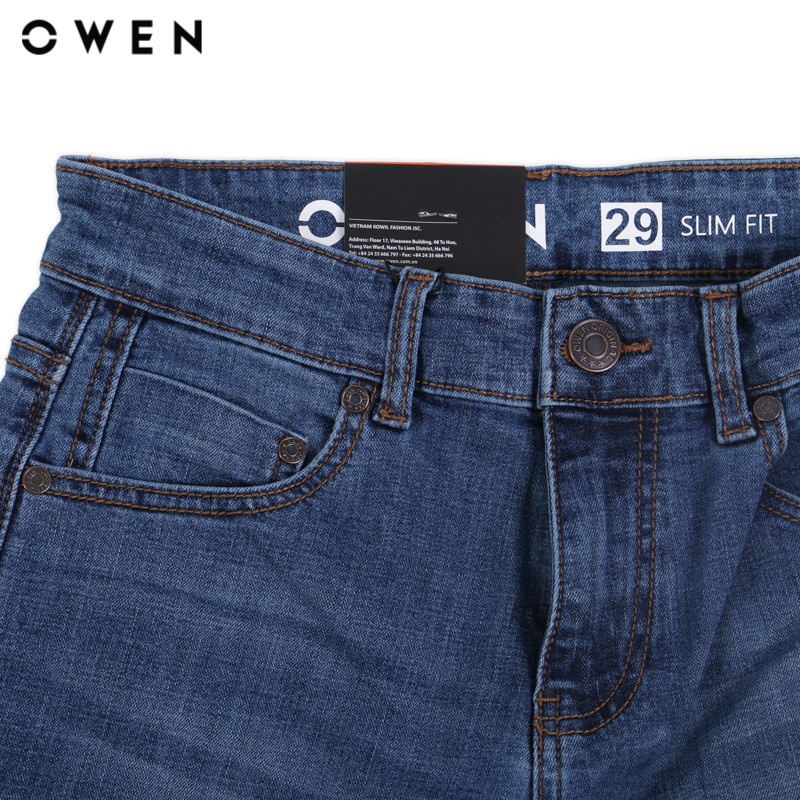 Quần Jean Nam Quần Bò Nam Hàng Hiệu Cao Cấp Owen QJSL23060 Ống Côn Slim Fit Màu Xanh Nhạt Trơn Chất Liệu Cotton | BigBuy360 - bigbuy360.vn