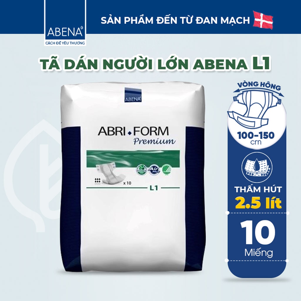 Tã dán người lớn Abena nhập khẩu 100% Đan Mạch thấm 2,4 lít, ngăn viêm da