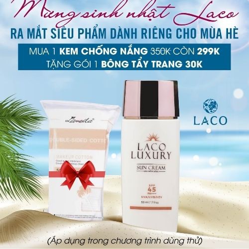 Kem Chống Nắng Vật Lý Laco Luxury 50ML Lên Tone, Không Dầu Bết, Không Bị Trôi Khi Xuống Nước