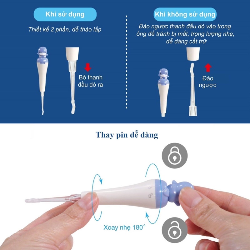 Dụng cụ Ráy tai có đèn cho bé Kuku
