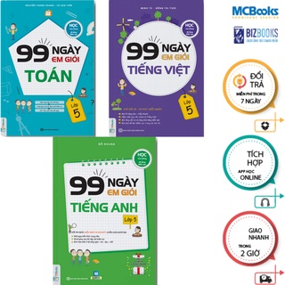 Sách - Combo 3 môn 99 Ngày Em Giỏi Lớp 5 ( Toán - Tiếng Việt - Tiếng Anh ) - học kèm app Mcbooks