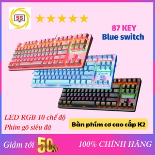 🔥 HOT GAMMING 🔥 Bàn Phím Cơ 100% K2-87 Phím Chức Năng-Led RGB-10 Chế độ LED