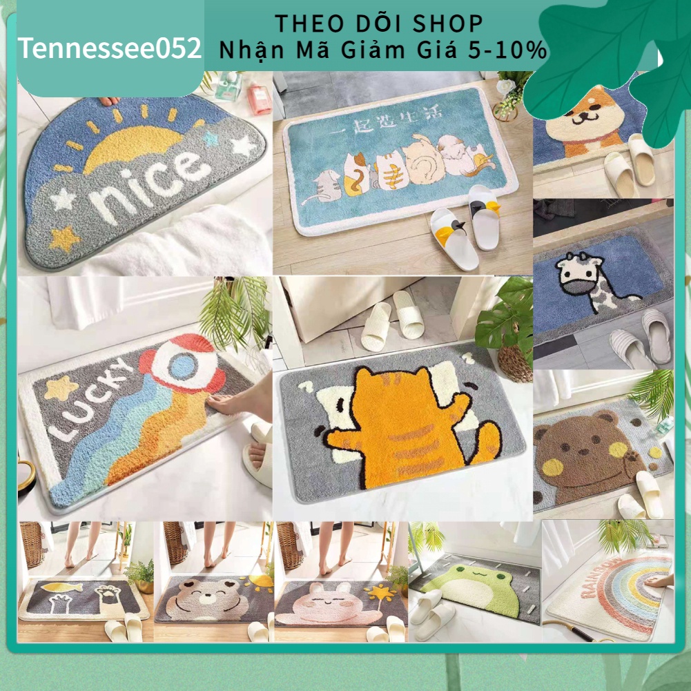 Thảm dậm chân lông mềm đa năng cao cấp công xù thấm nước chống trơn trượt dễ thương cho bồn tắm / phòng