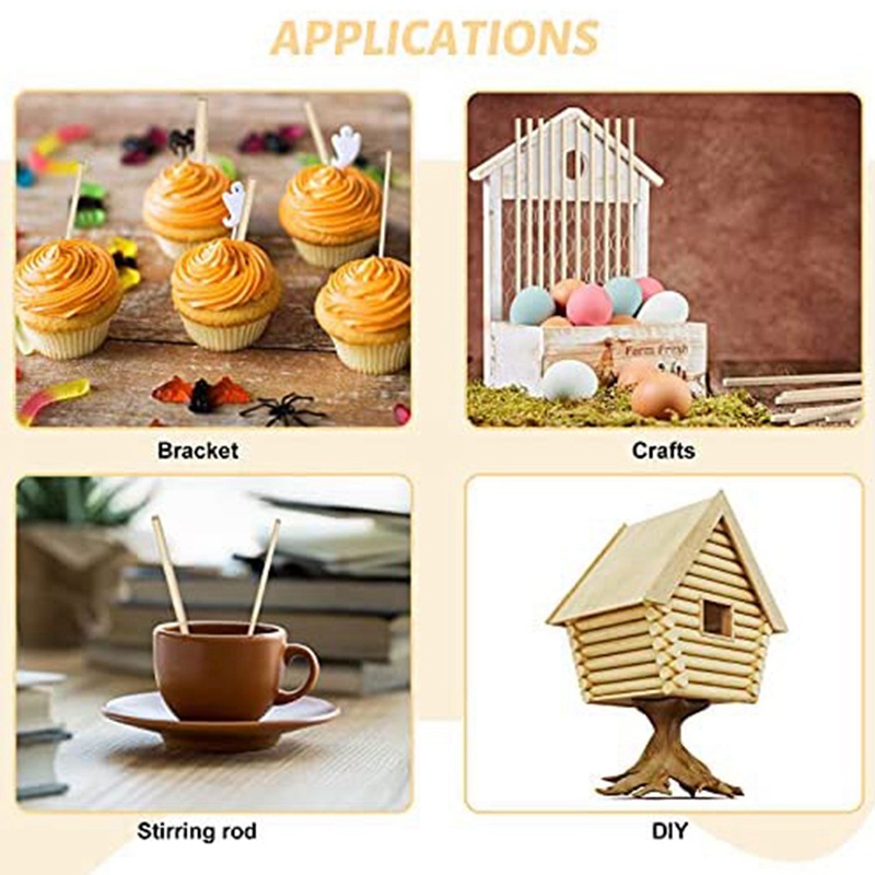 Set 100 Que Dowel Bằng Gỗ 1 / 8,3 / 16,1 / 4,5 / 16,3 / 8X6Inch Làm Thủ Công DIY Đa Ứng Dụng