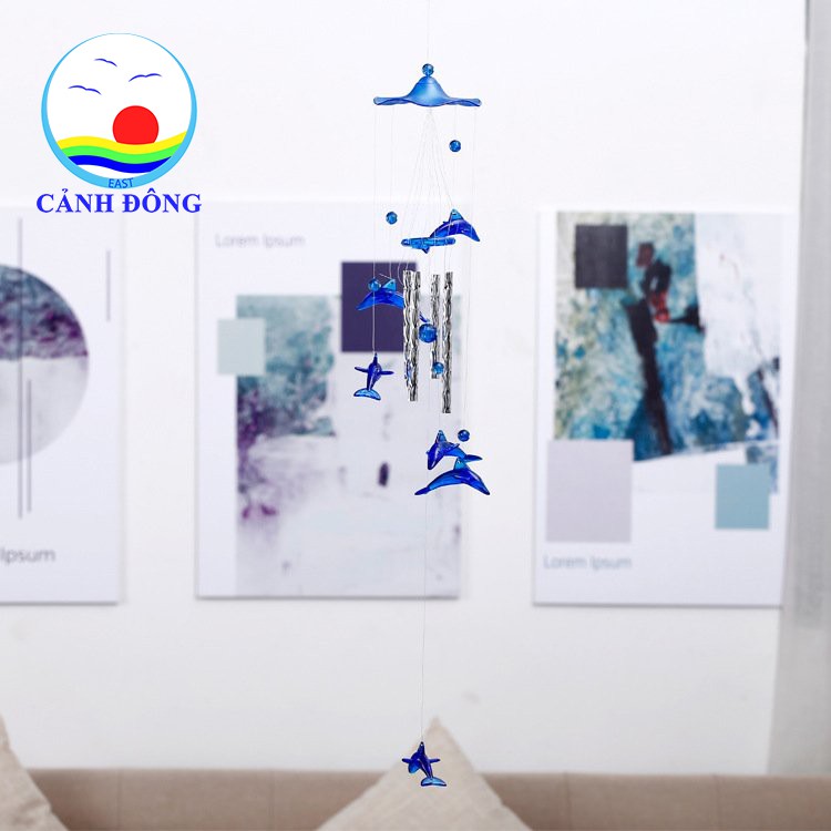 Chuông gió cá heo 4 thanh kim loại đáng yêu
