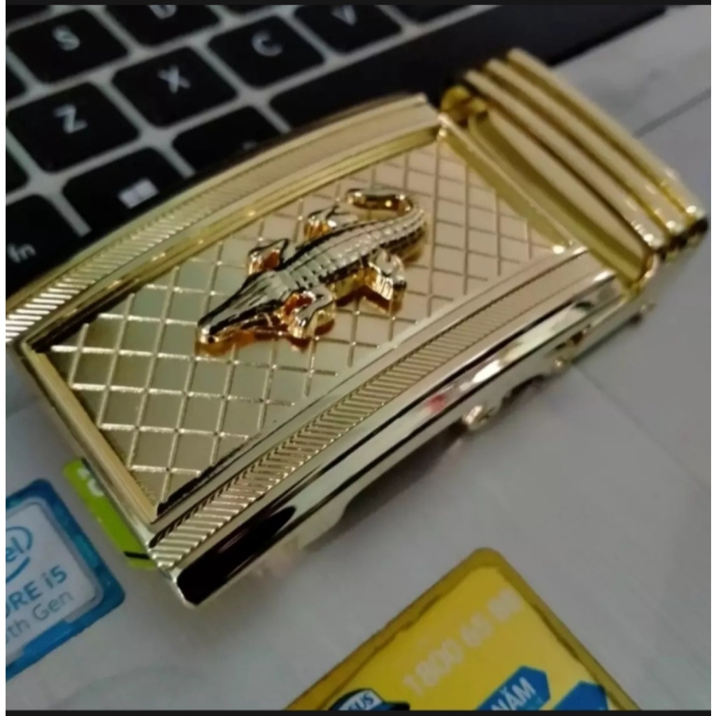 Mặt Khóa Thắt Lưng Cá Sấu Nam Dùng Cho Dây Có Răng Cưa Chống Gỉ Sang Trọng Có 2 Khổ 3.5CM Và 4CM-CS Vàng