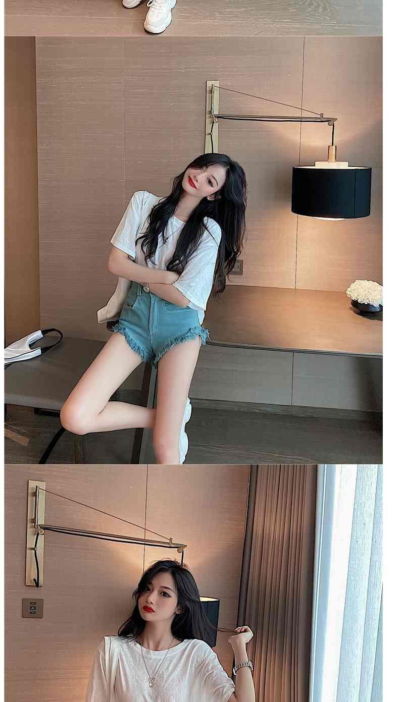 Quần Short Denim Lưng Cao Ống Rộng Phong Cách Hàn Quốc Dành Cho Nữ