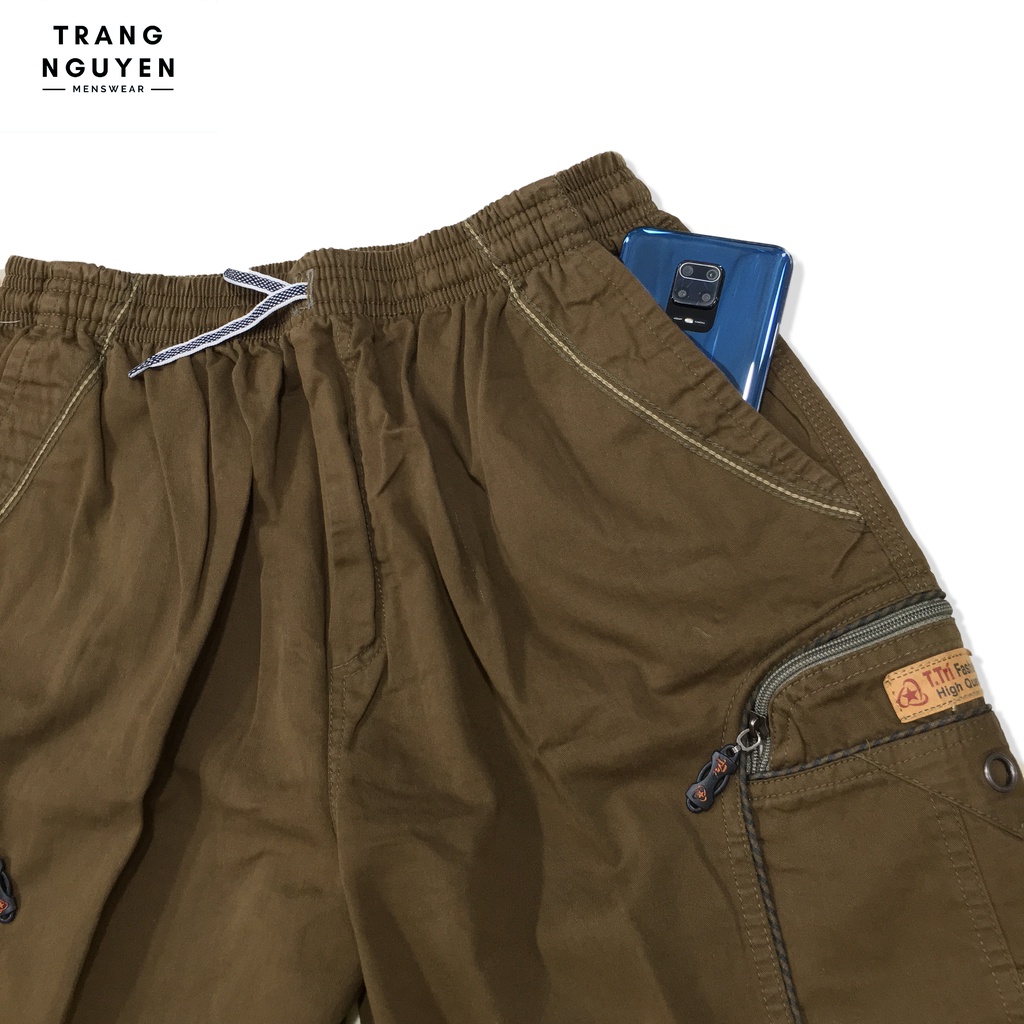 Quần Short Lửng Nam Kaki Túi Hộp Lưng Thun Form Rộng Co Dãn Cao Cấp ShK_THLT