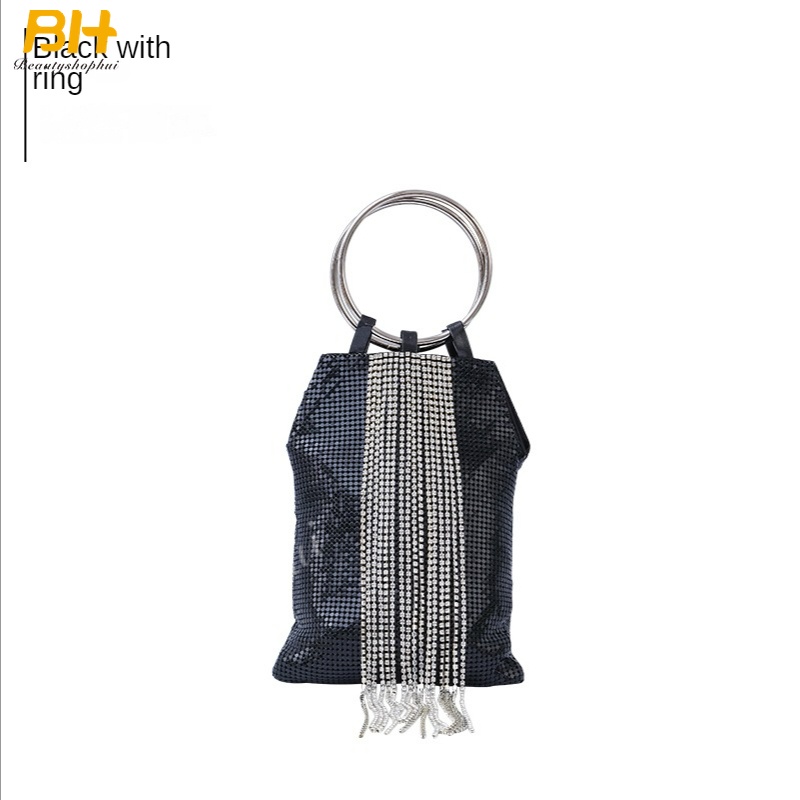 Túi Dự Tiệc Cầm Tay Bằng Nhôm Đính Kim Sa Và Tua Rua Kiểu Dáng Mới 2022 Cho Nữ