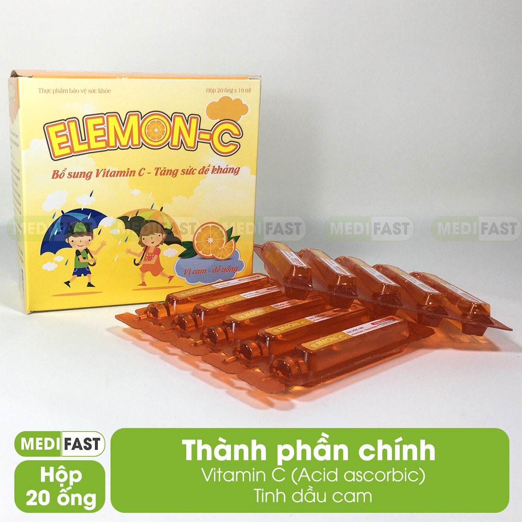 Siro dạng ống Elemon C hộp 20 ống giảm chảy máu mũi tăng đề kháng miễn dịch giúp cơ thể khỏe mạnh đỡ mệt mỏi